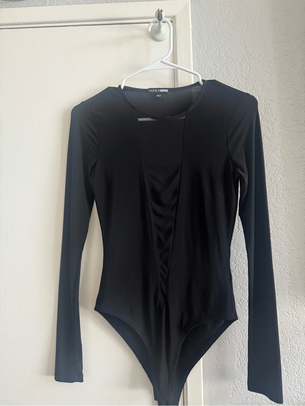 Fashion Nova Black Long-Sleeve Kids Bodysuit with Front Panel